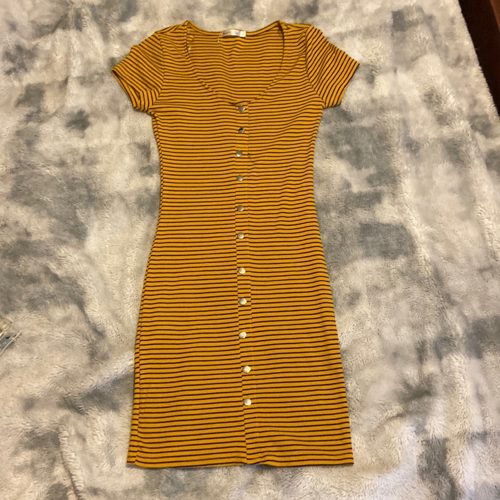 Mustard yellow and black dress